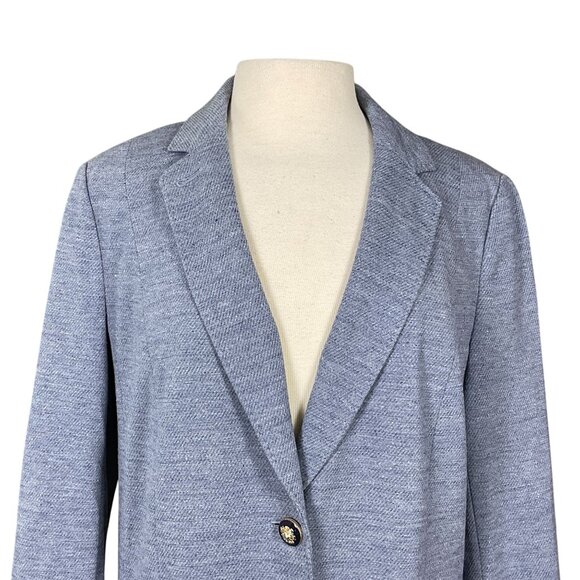 Talbots Easy Blue Knit Blazer Contrast Lining Crest Buttons Notch Collar 16 NWOT - Picture 3 of 10